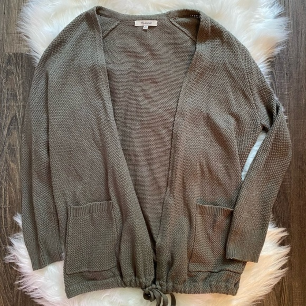 Madewell women’s olive green tie front sweater size‎ extra small